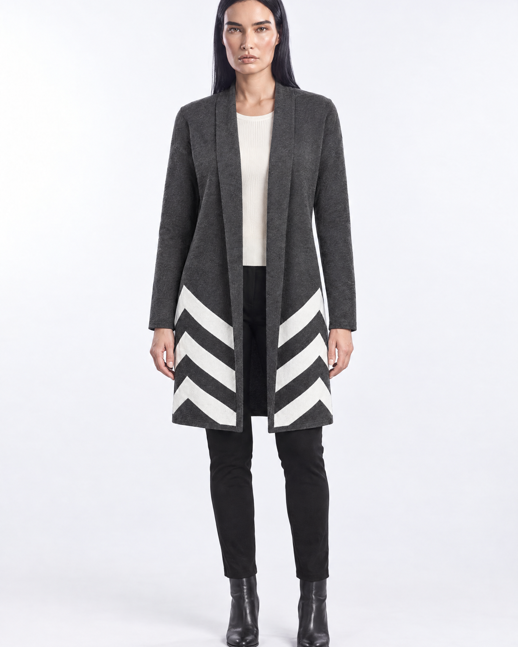 Cappotto maglia ANTRACITE - indossato frontale