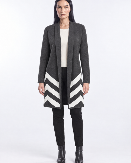 Cappotto maglia ANTRACITE - indossato frontale