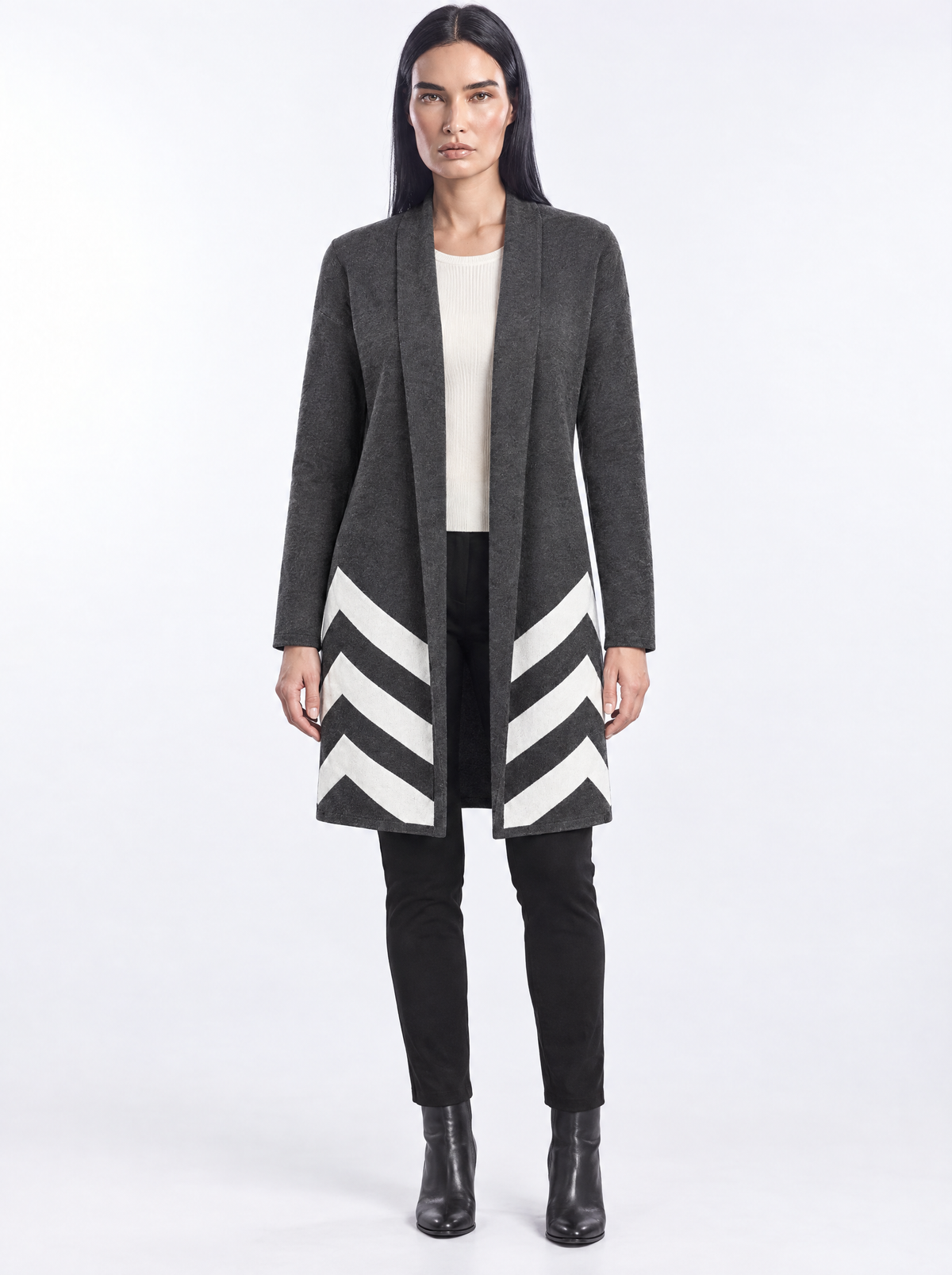 Cappotto maglia ANTRACITE - indossato frontale