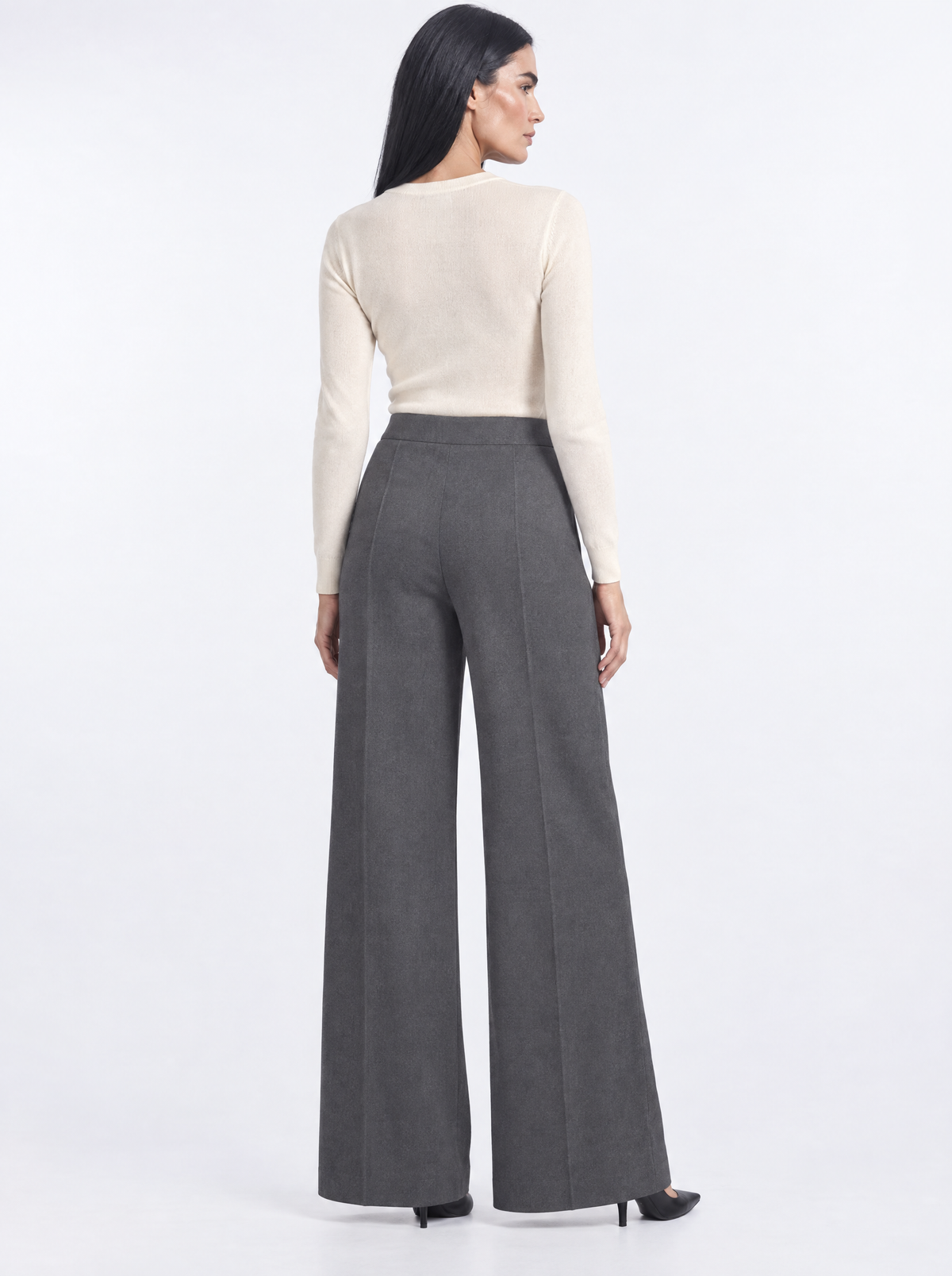 Pantalone a palazzo con pinces GRIGIO - retro