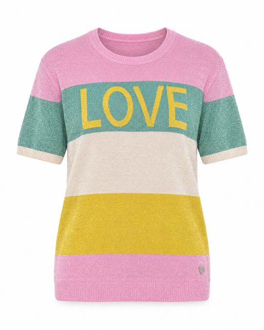 Maglia fantasia a righe in lurex ROSA - still life