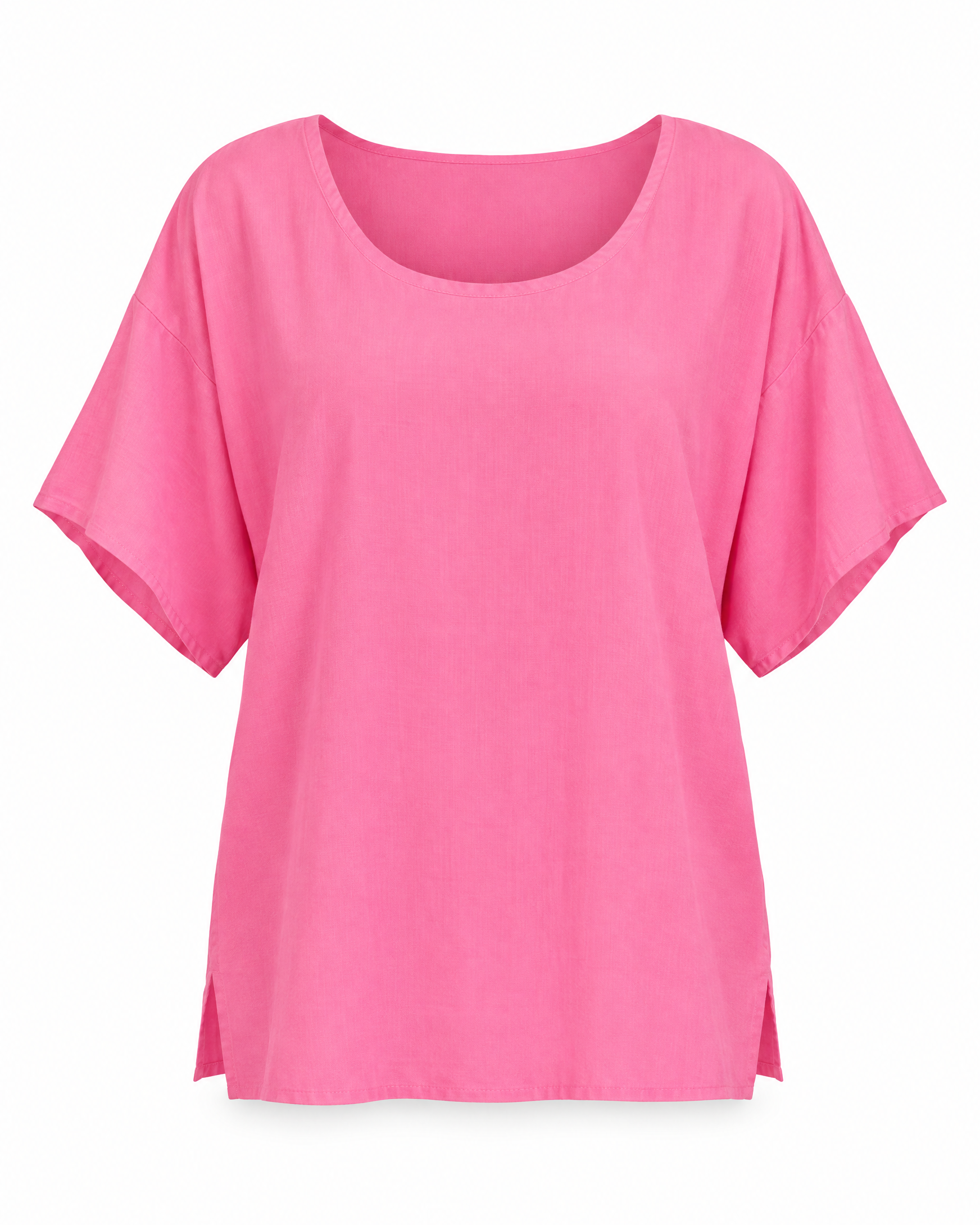Blusa mezza manica in viscosa in tinta unita e spacchetti laterali ROSA - still life