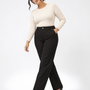 Pantalone a gamba dritta in tessuto gessato lurex NERO-ORO - tre quarti