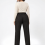 Pantalone a gamba dritta in tessuto gessato lurex NERO-ORO - retro