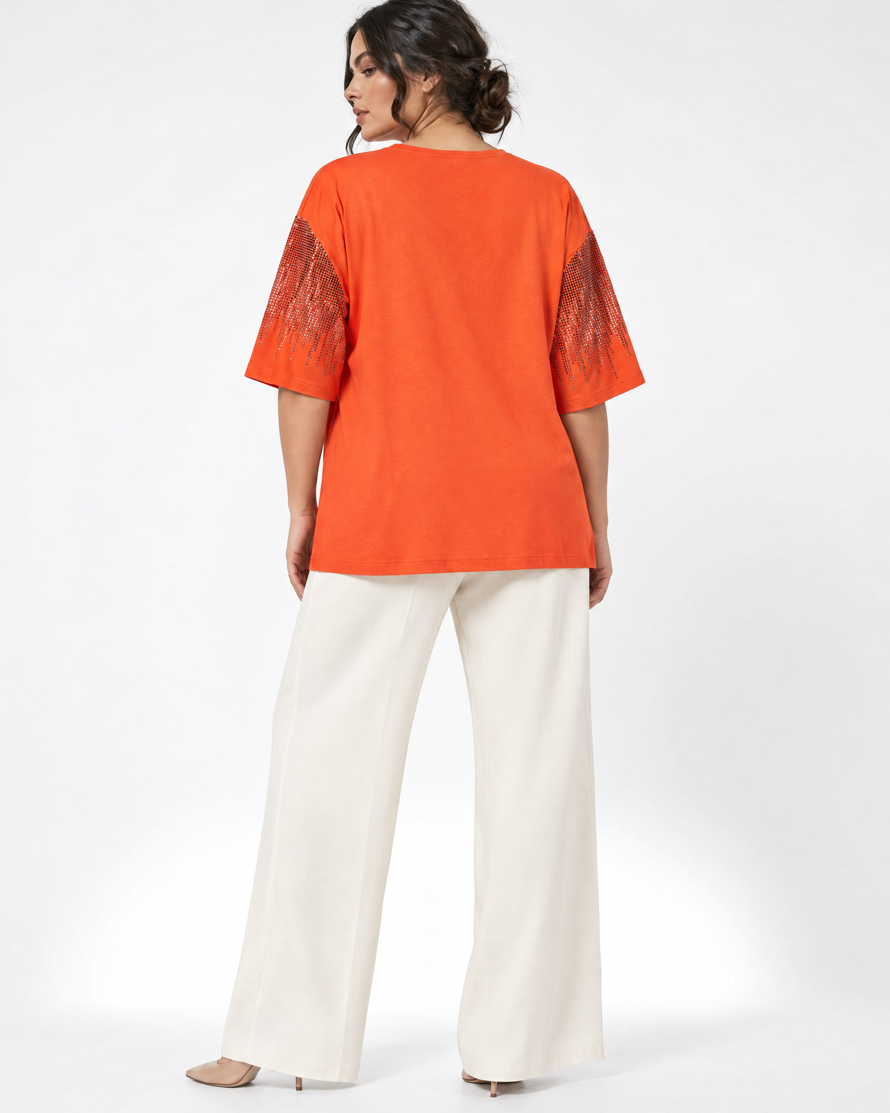 Maglia con strass ORANGE - retro