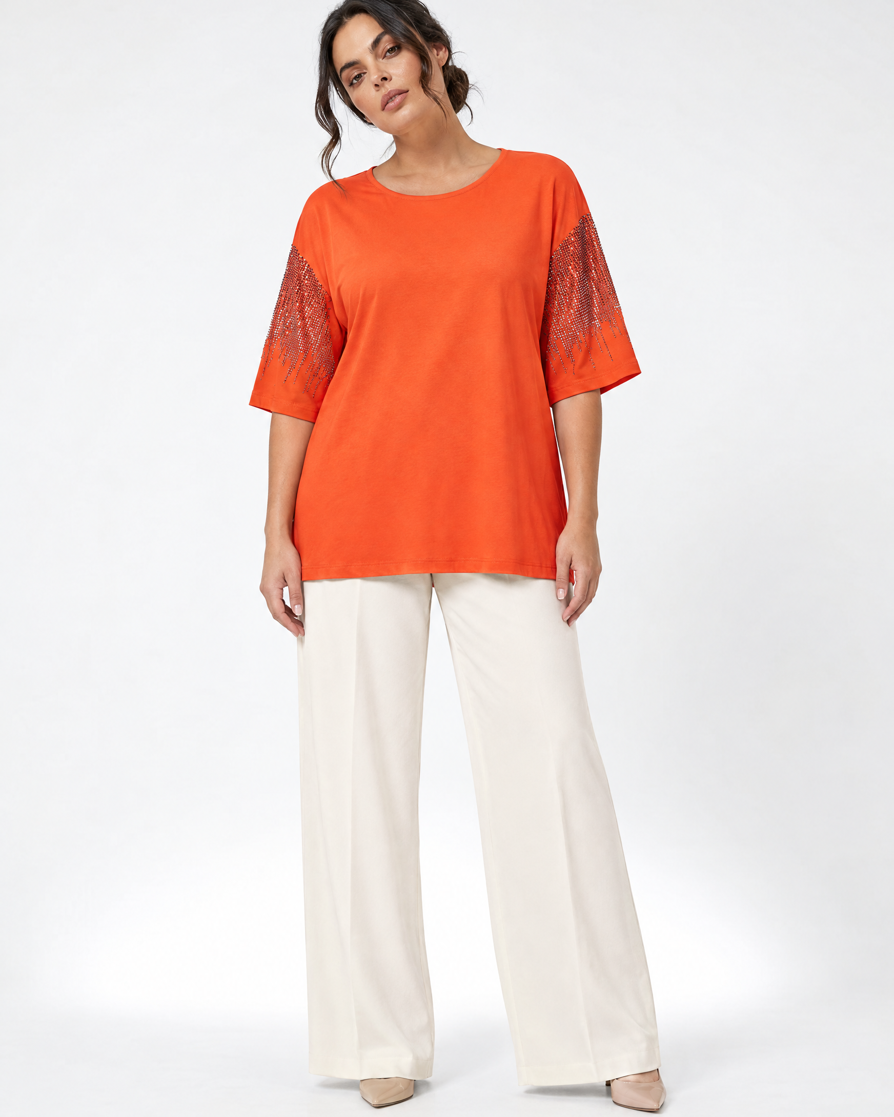 Maglia con strass ORANGE - indossato frontale