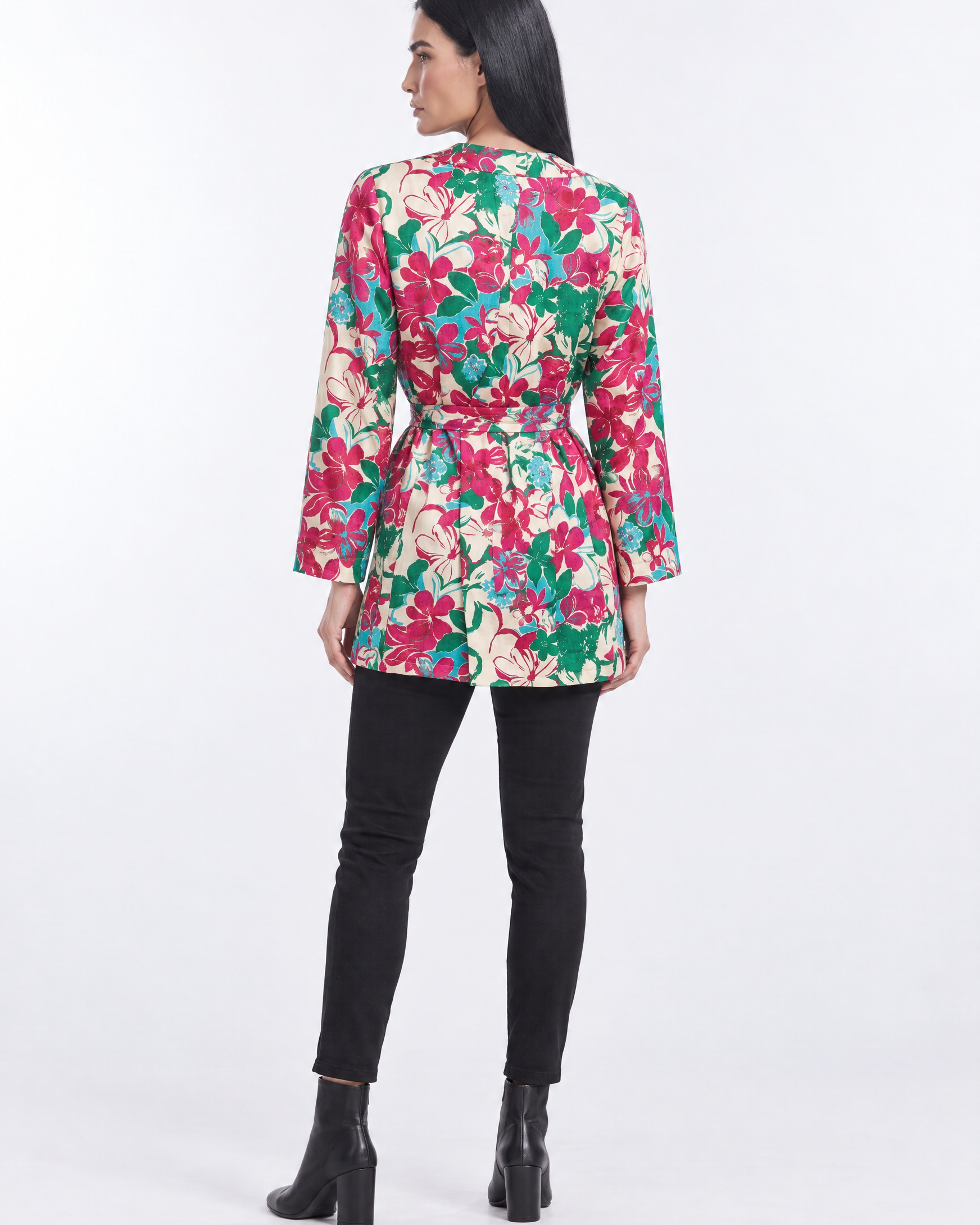 Blazer stampato con fusciacca bicolor - retro