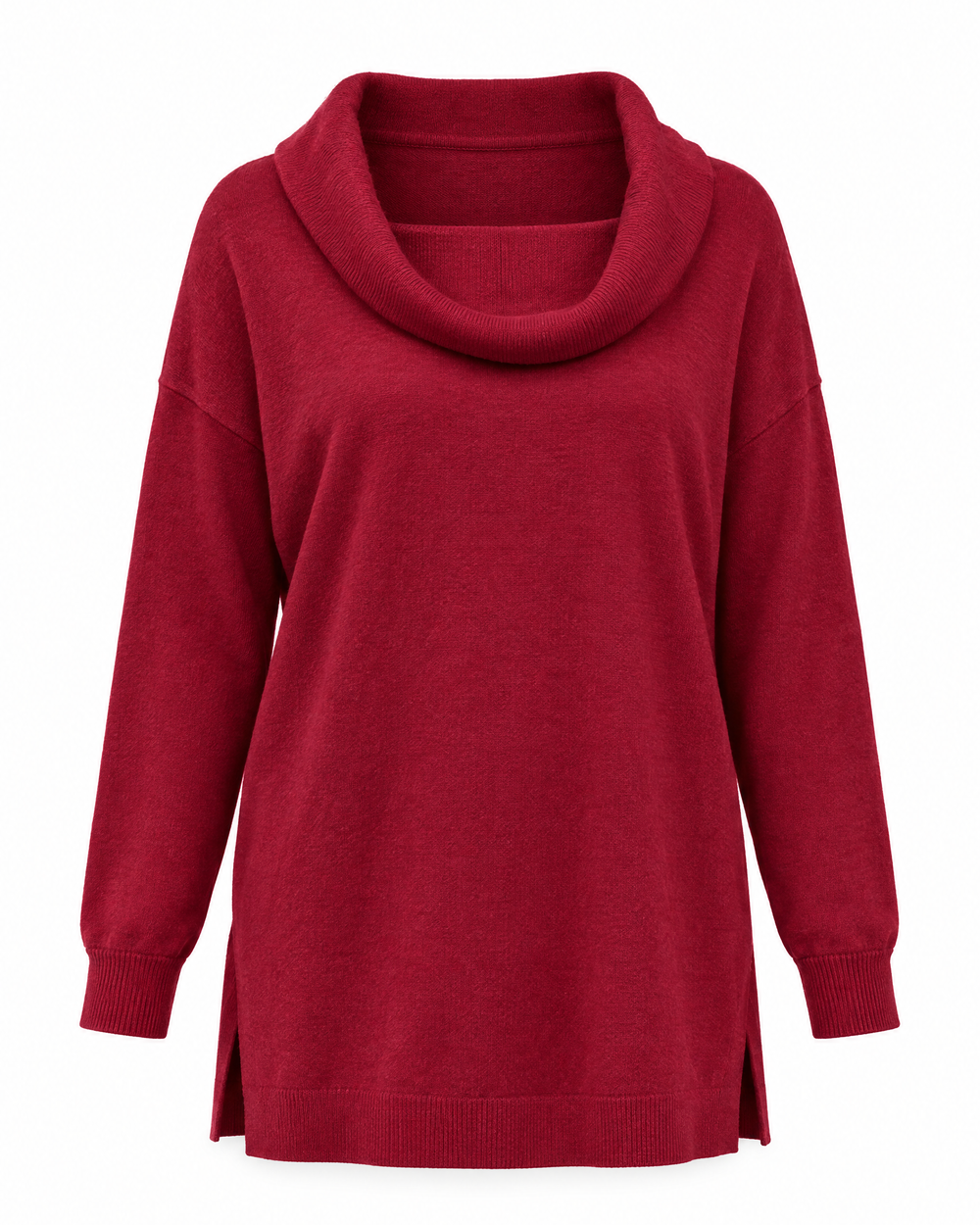 Maglia maxi con collo sciallato e spacchi BORDEAUX - still life