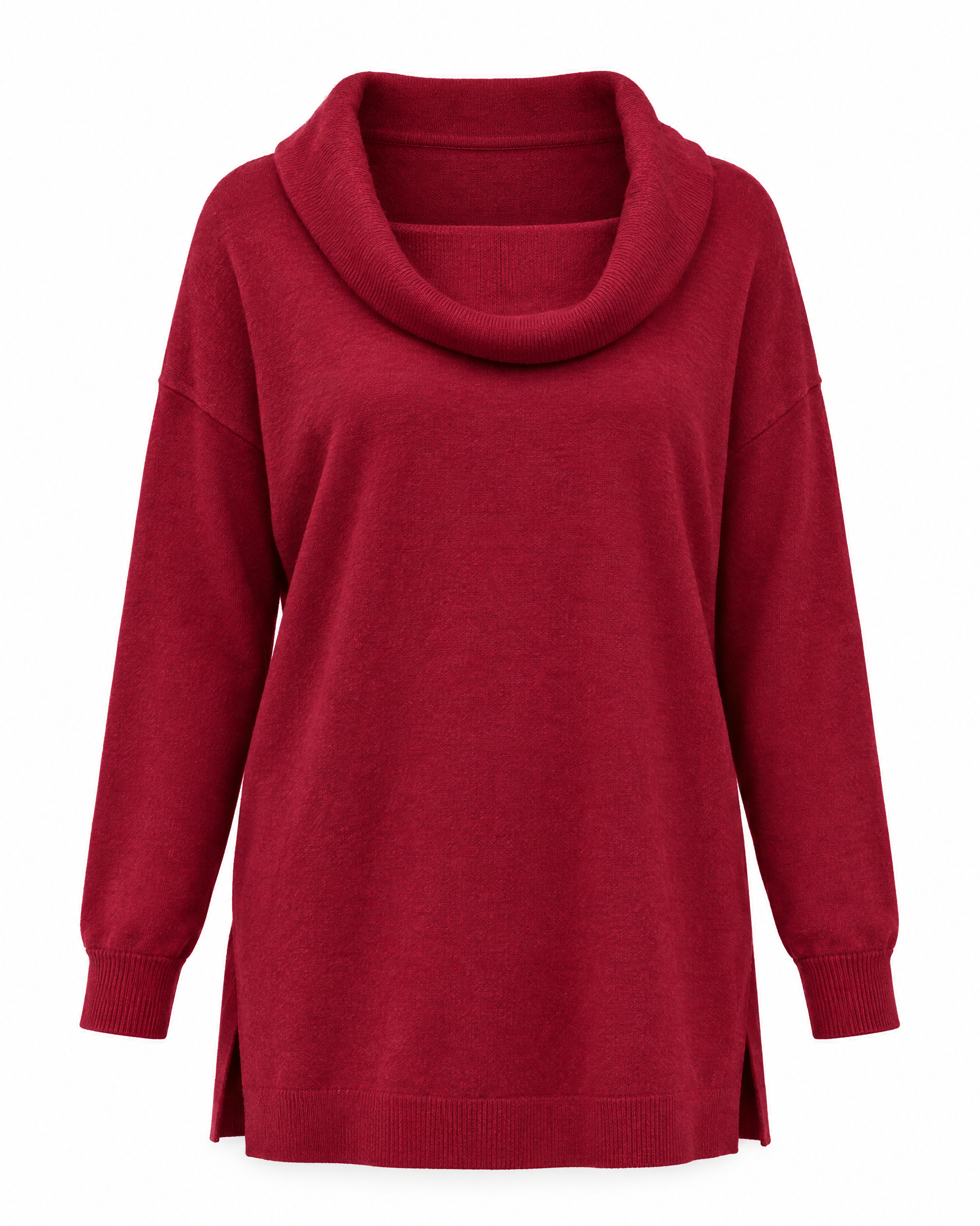 Maglia maxi con collo sciallato e spacchi BORDEAUX - still life