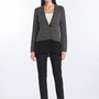 Cardigan monopetto in jacquard lurex NERO - indossato frontale