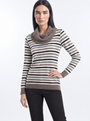 Maglia righe con collo staccabile - tre quarti