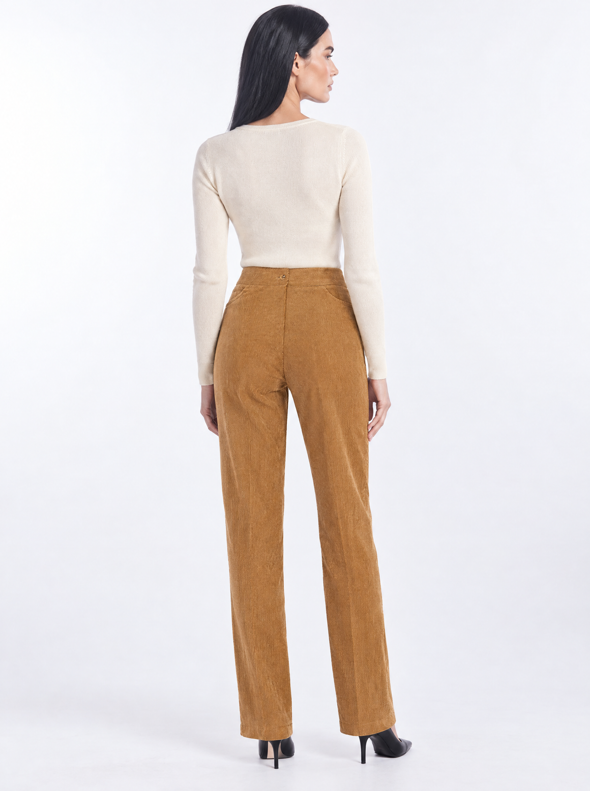 Pantaloni con tasche in velluto a coste CAMMELLO - retro