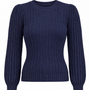 Maglia girocollo con motivo a coste e lurex BLU - still life