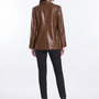 Giacca monopetto in pelle con polso TABACCO - retro
