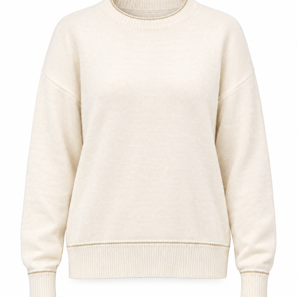 MAGLIA GIROCOLLO CON PROFILO LUREX LATTE - still life