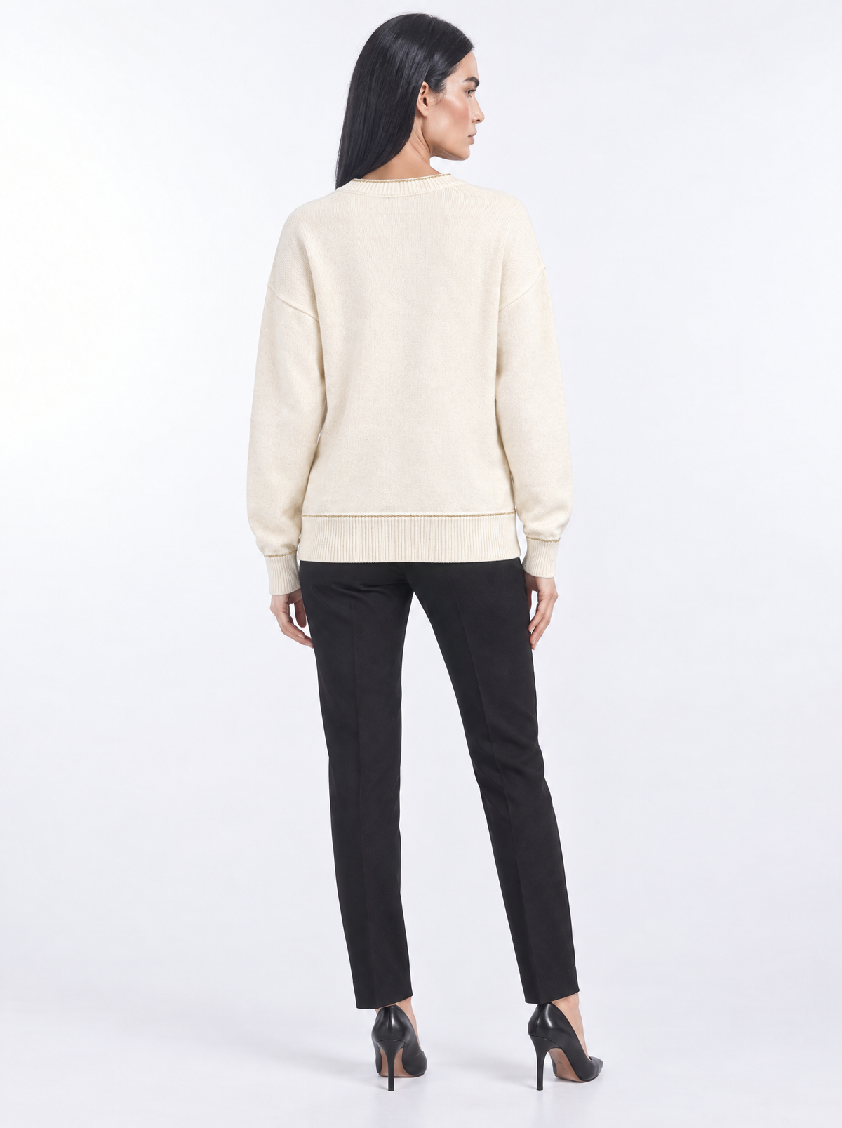 MAGLIA GIROCOLLO CON PROFILO LUREX LATTE - retro