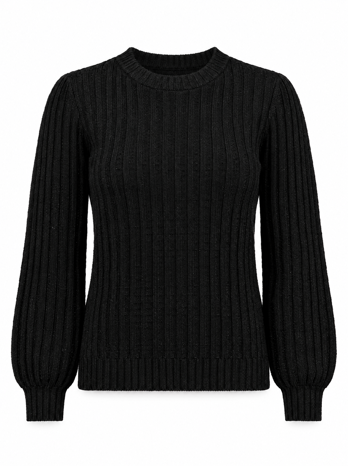 Maglia girocollo con motivo a coste e lurex NERO - still life