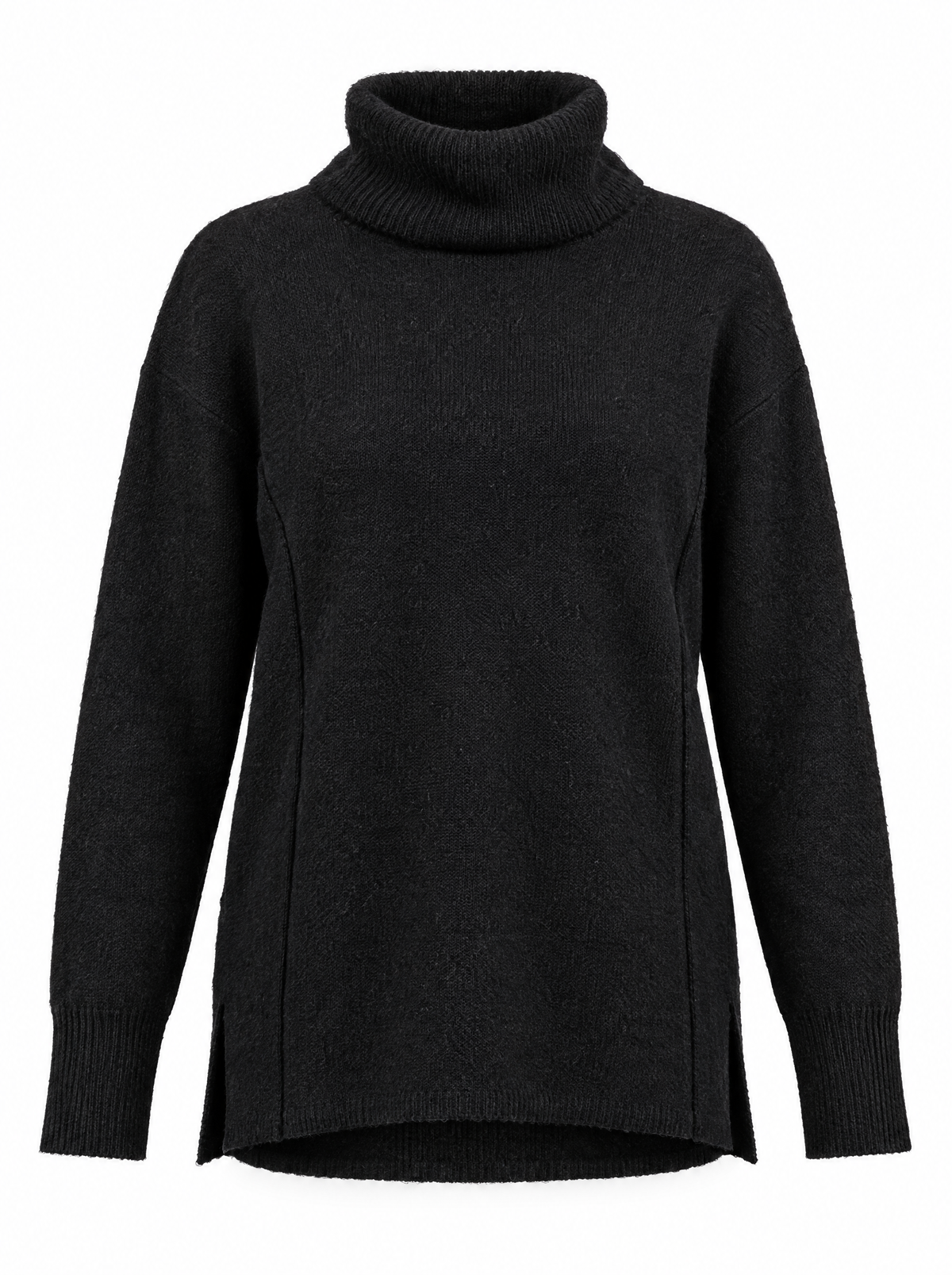 Maglia a collo alto risvoltato e spacchi NERO - still life
