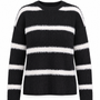 Maglia girocollo a righe con costine NERO - still life
