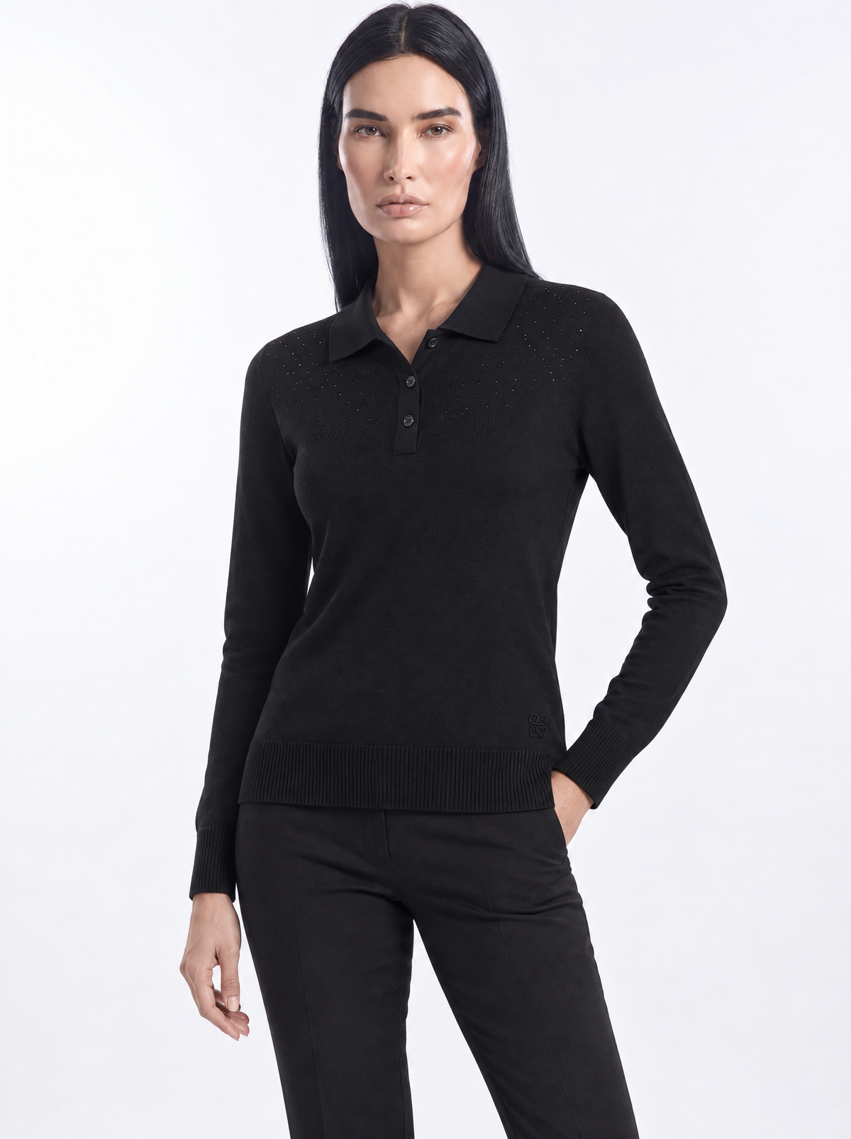 POLO D.M/VISCOSA BLACK - tre quarti
