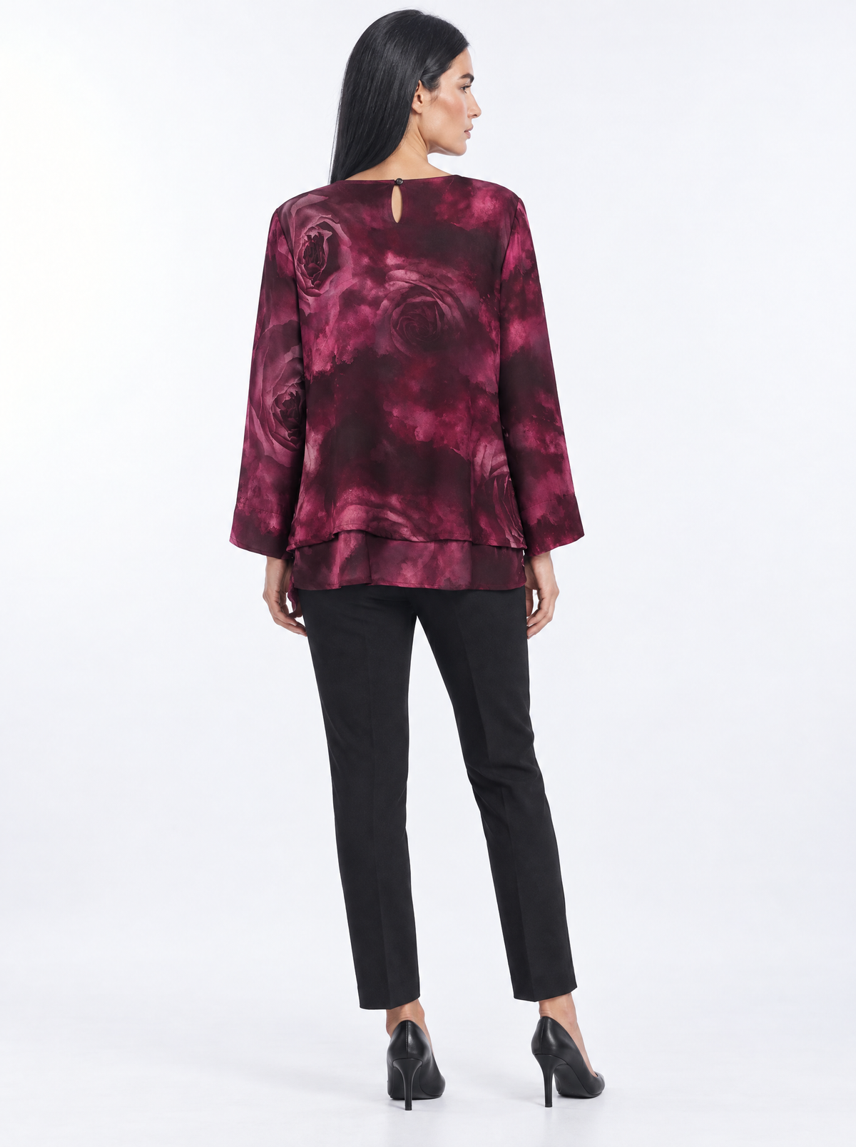 Blusa stampata con doppio strato MALVA - retro