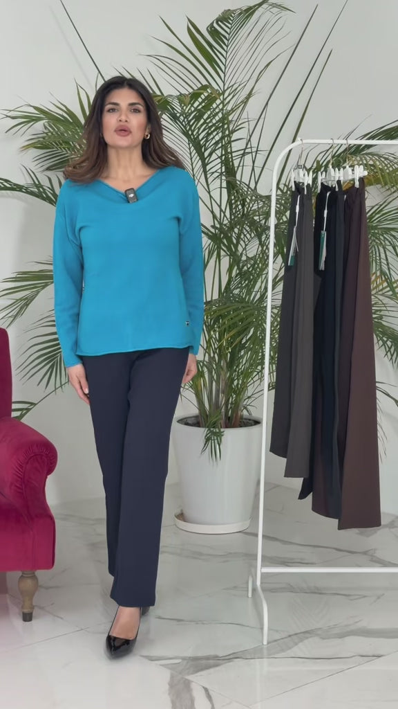 Pantalone gamba dritta con bustino elastico - Comfy®