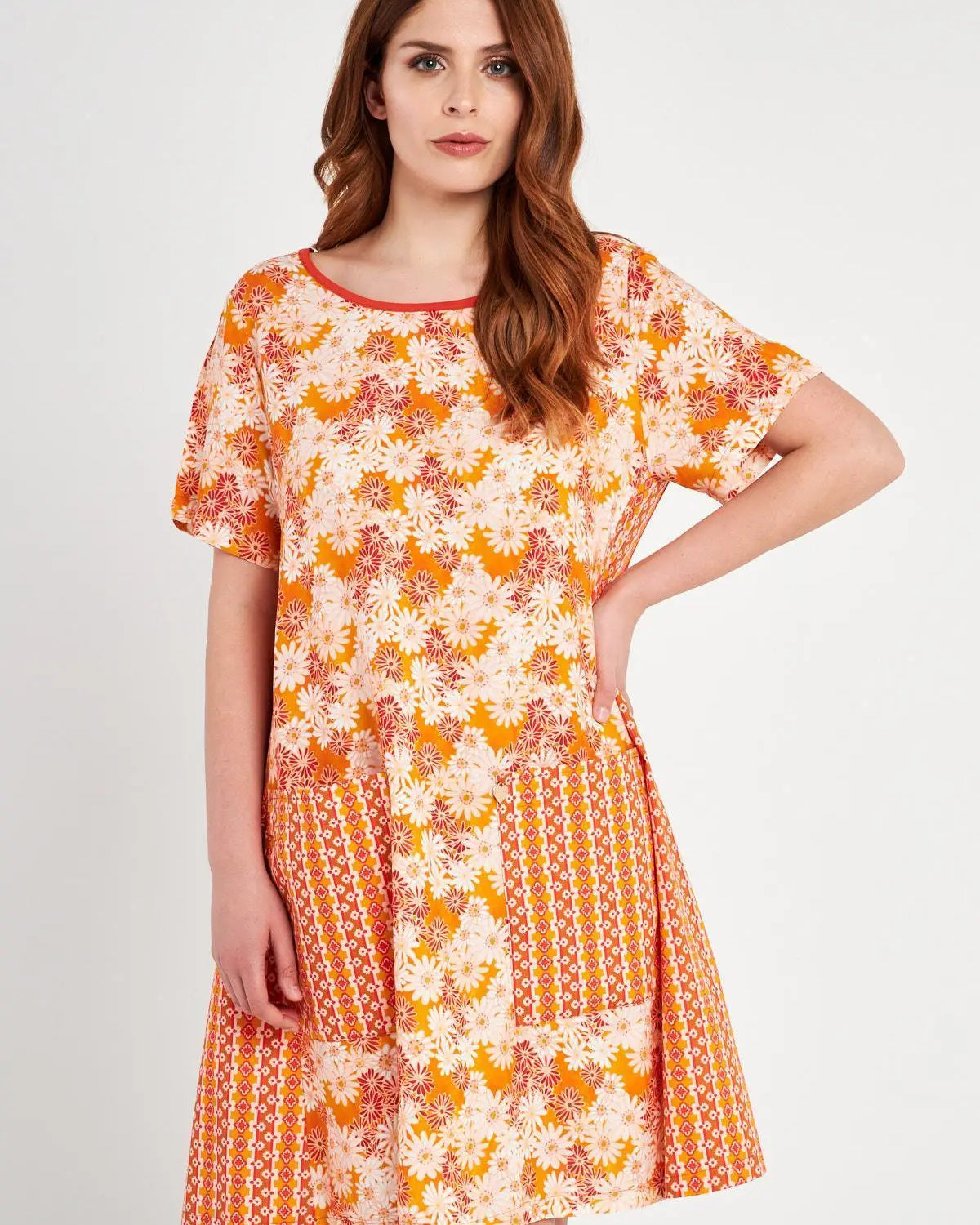 ABITO FANTASIA FLOREALE ARANCIO DORABELLA