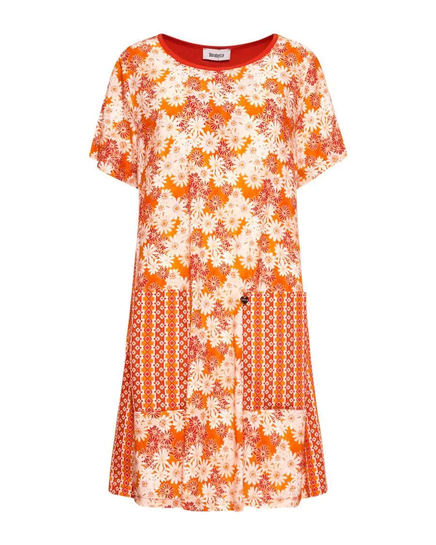 ABITO FANTASIA FLOREALE ARANCIO DORABELLA