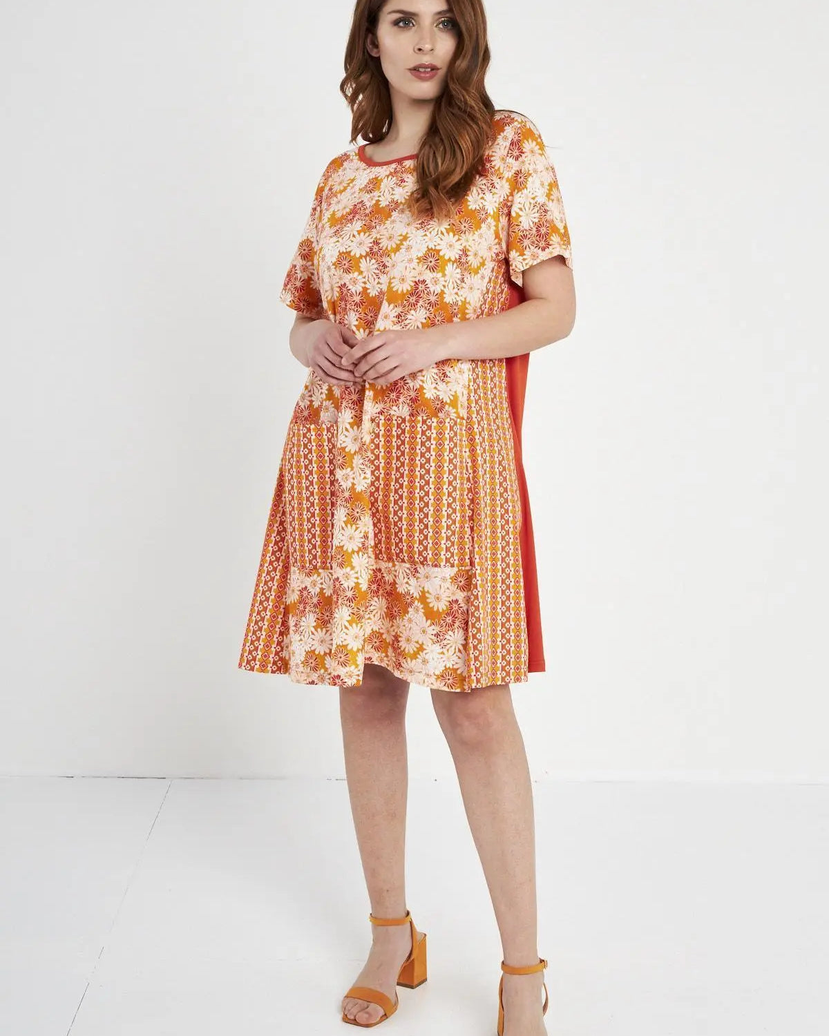 ABITO FANTASIA FLOREALE ARANCIO DORABELLA