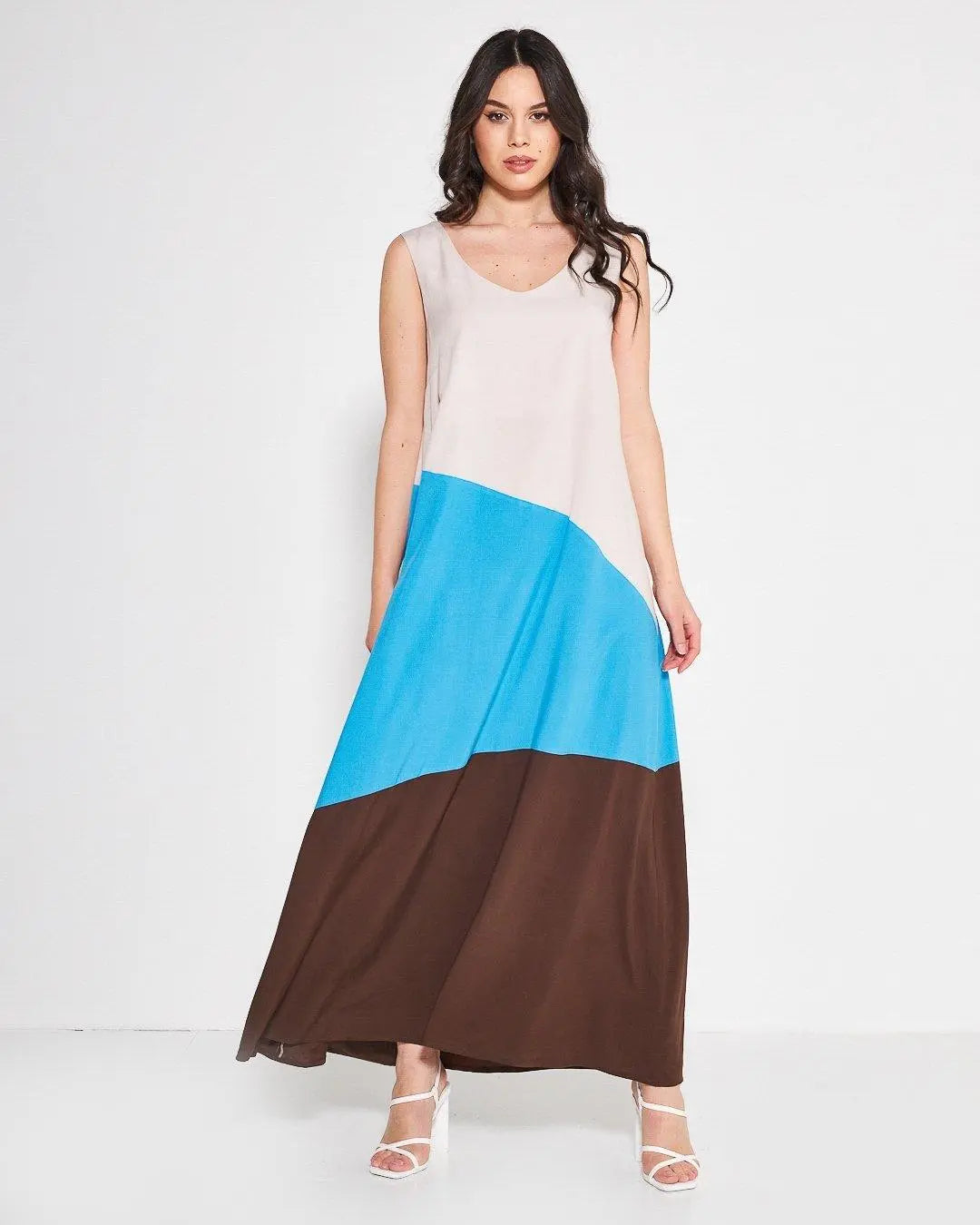 Abito color block BEIGE-TURCHESE DORABELLA L-XL