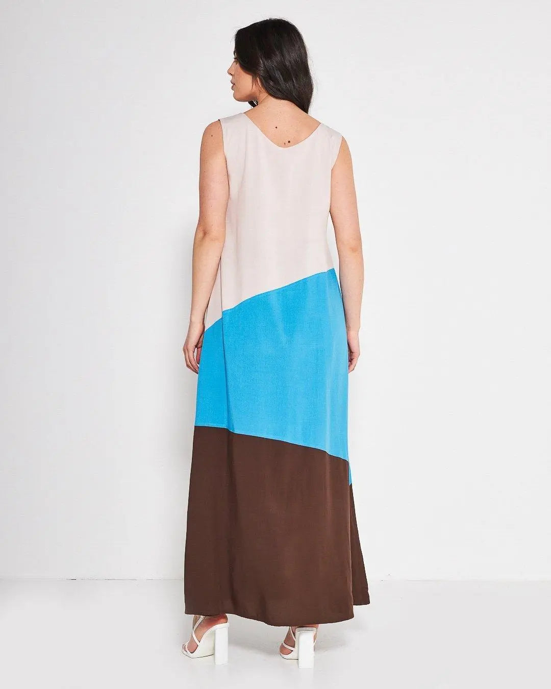 Abito color block BEIGE-TURCHESE DORABELLA