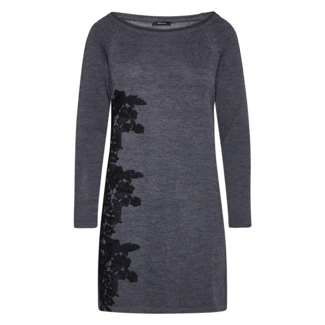 Abito con dettaglio fiori ANTRACITE IRONICA XXL