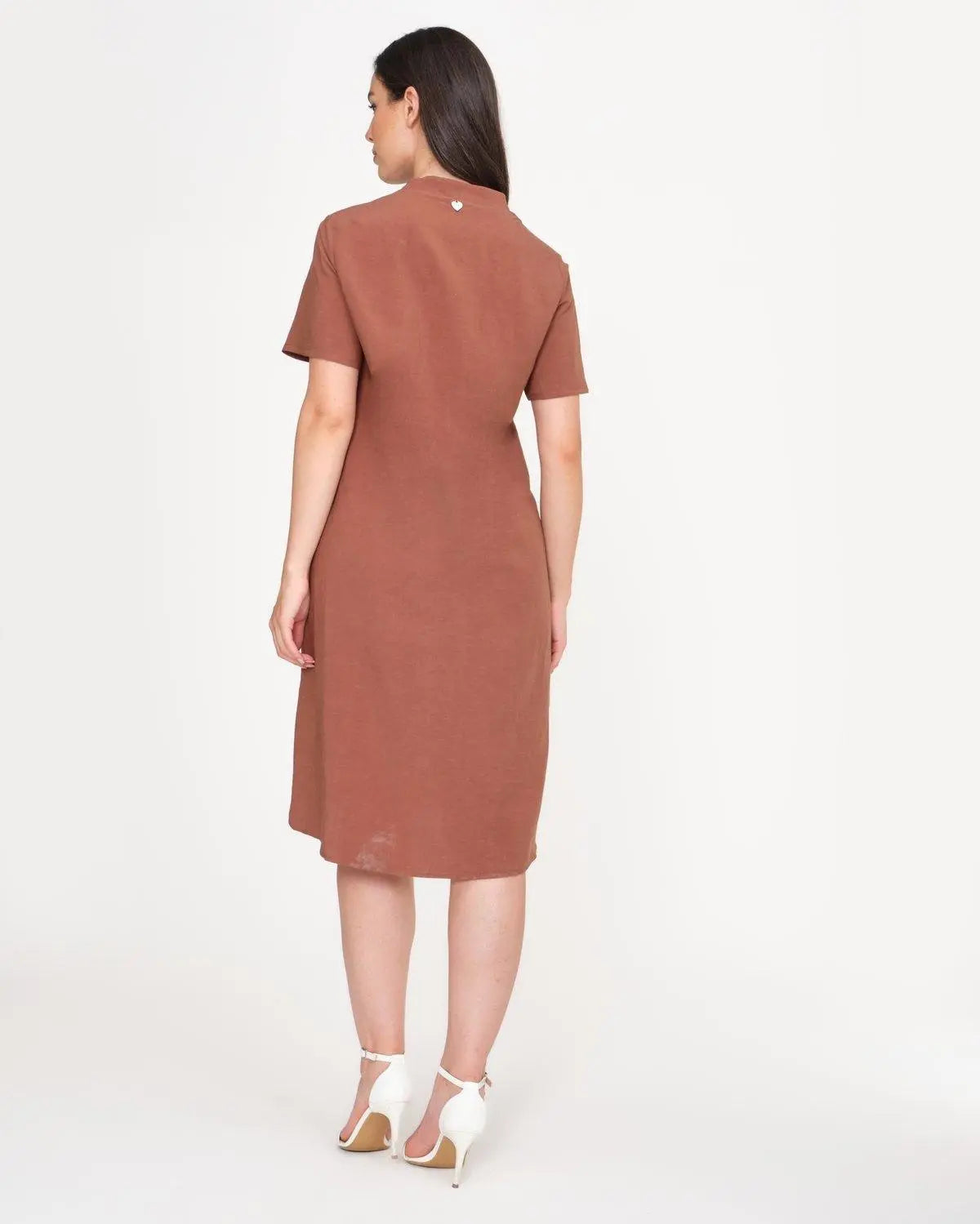 Abito coreana in misto lino/viscosa BRUCIATO DORABELLA