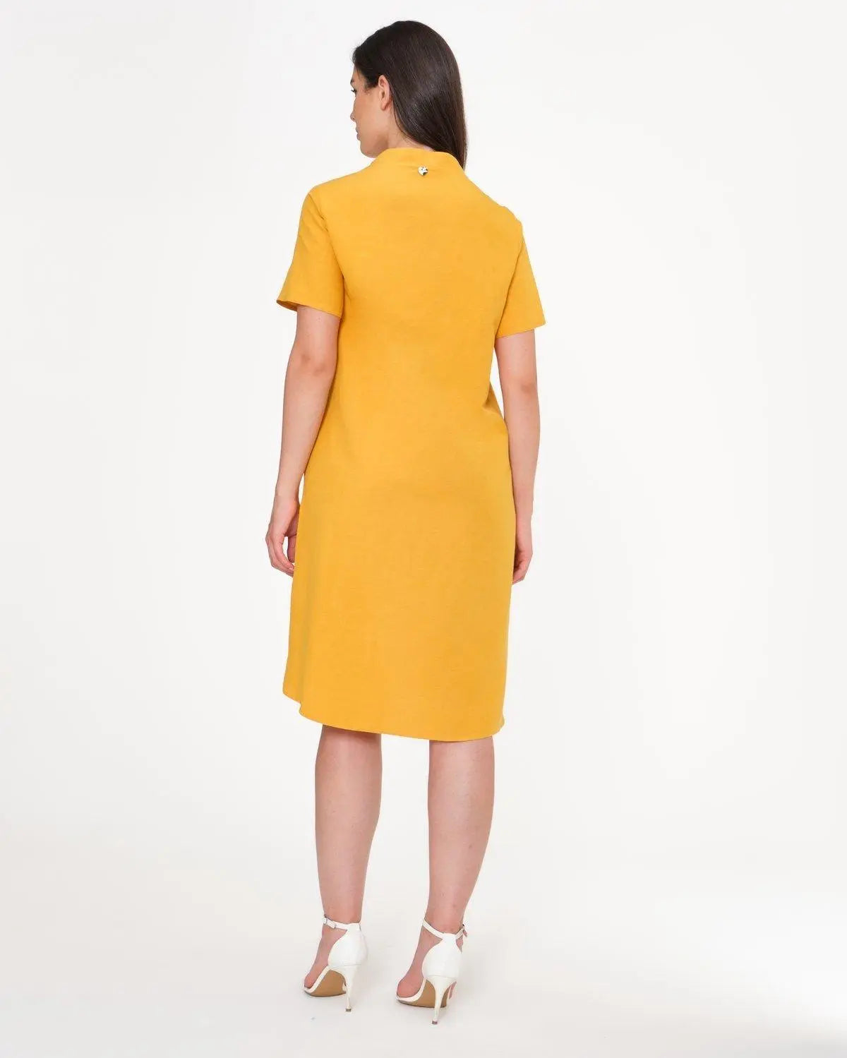 Abito coreana in misto lino/viscosa SENAPE DORABELLA