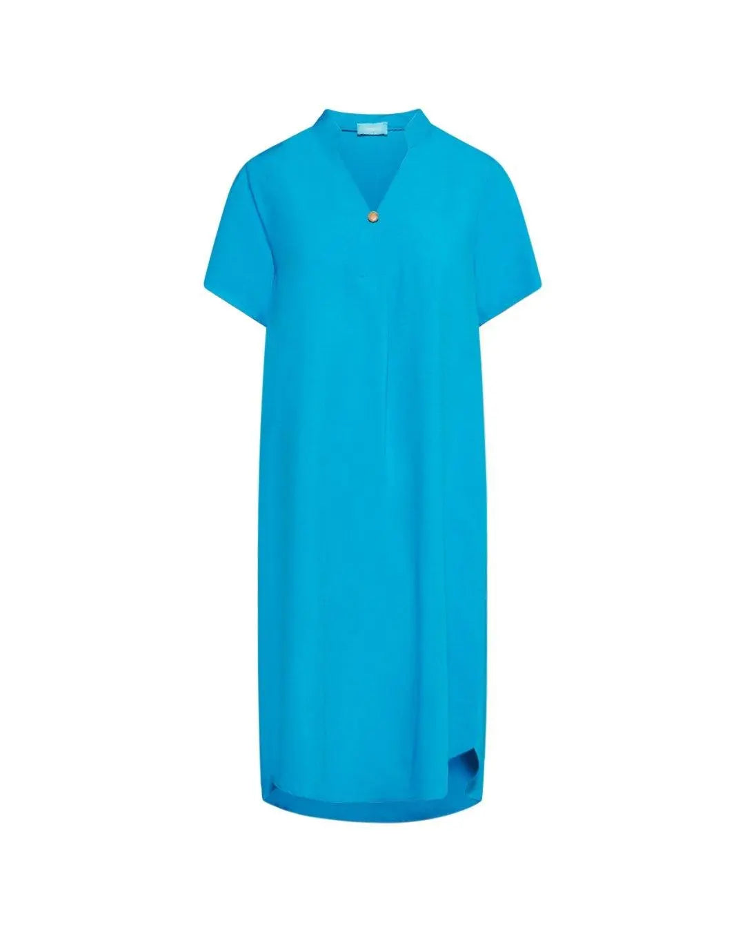 Abito coreana in misto lino/viscosa TURCHESE DORABELLA