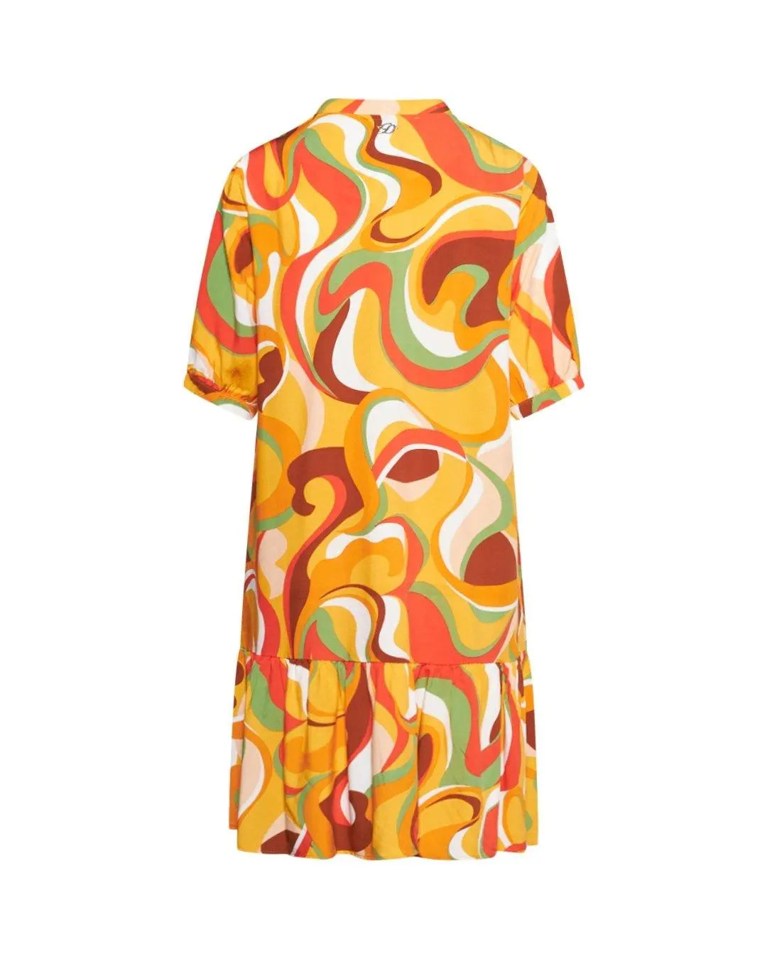 Abito corto in fantasia astratta ARANCIO DORABELLA