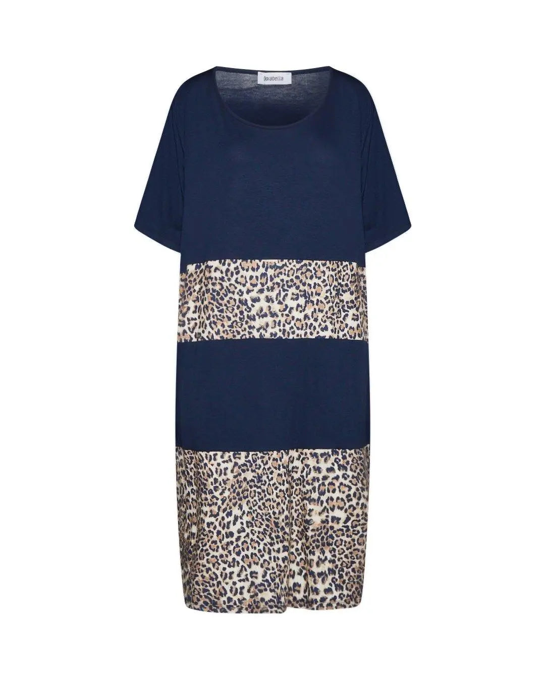 Abito fantasia animalier a contrasto BLU-SABBIA DORABELLA PIU'