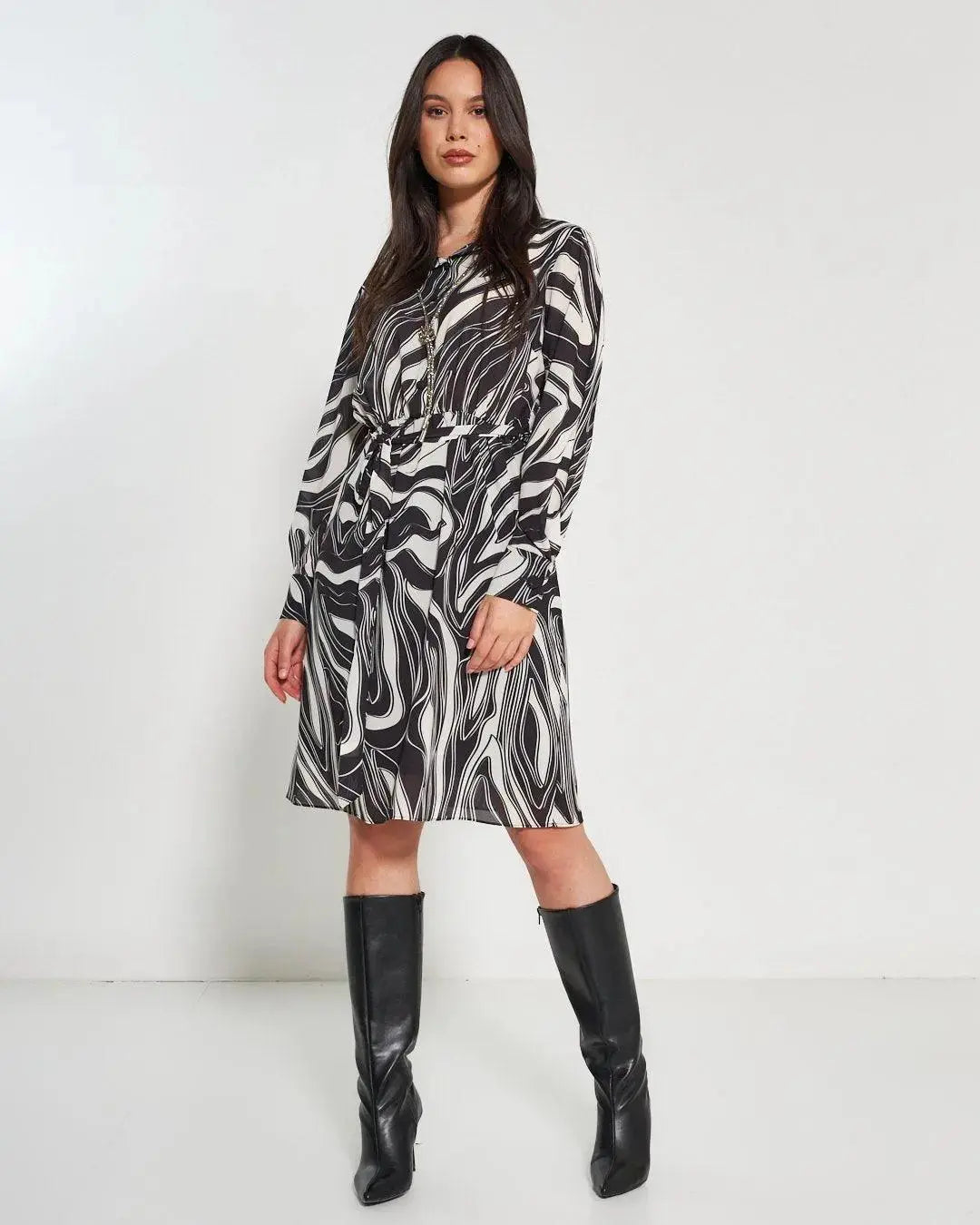 Abito fantasia astratta NERO DORABELLA XXL