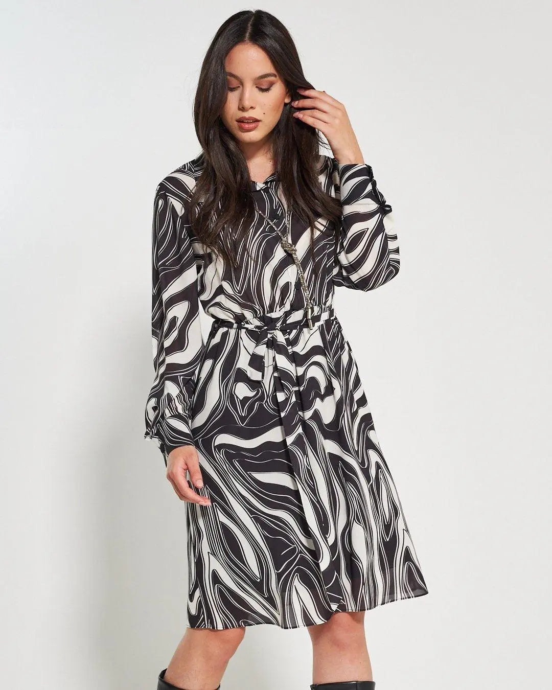 Abito fantasia astratta NERO DORABELLA