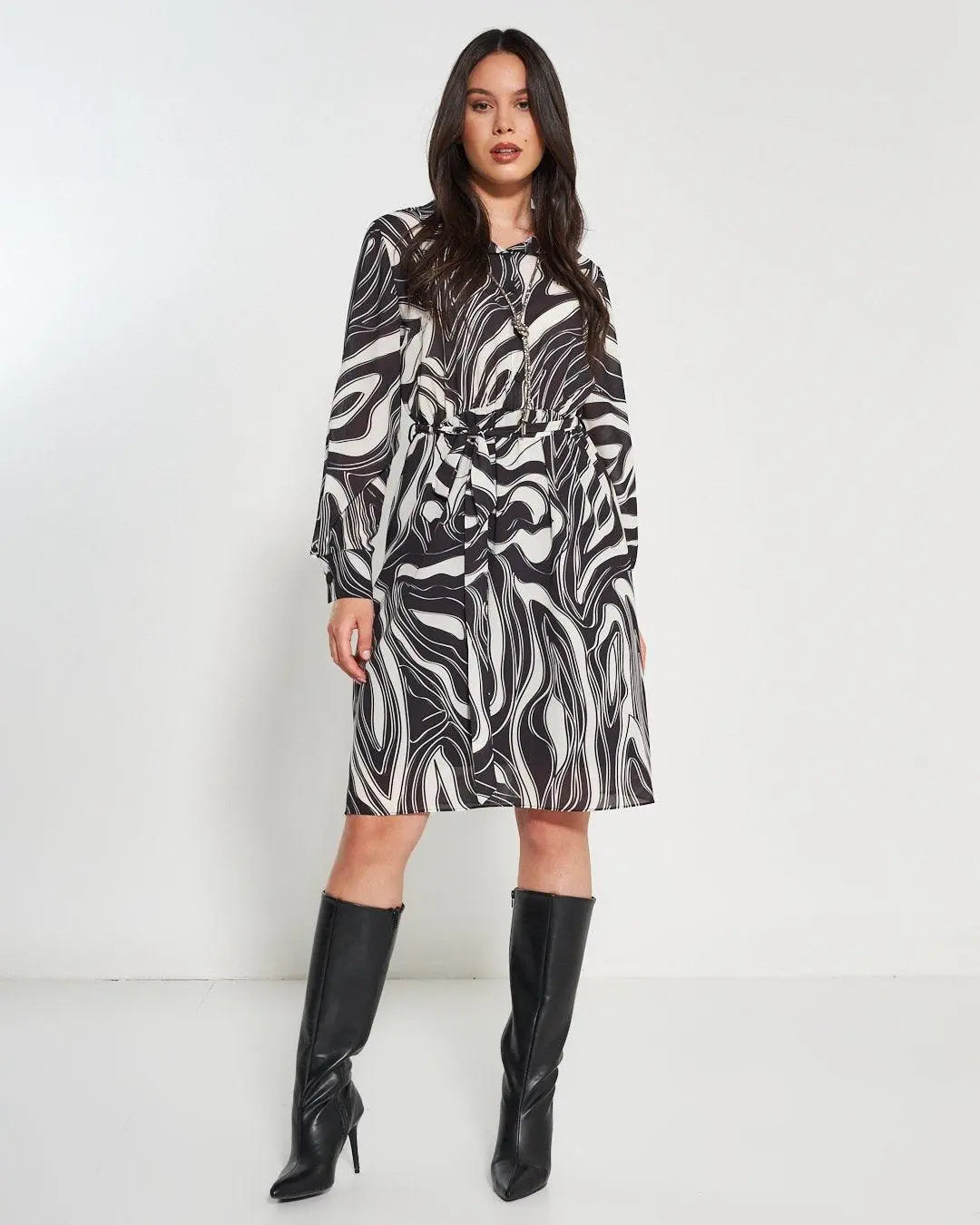 Abito fantasia astratta NERO DORABELLA