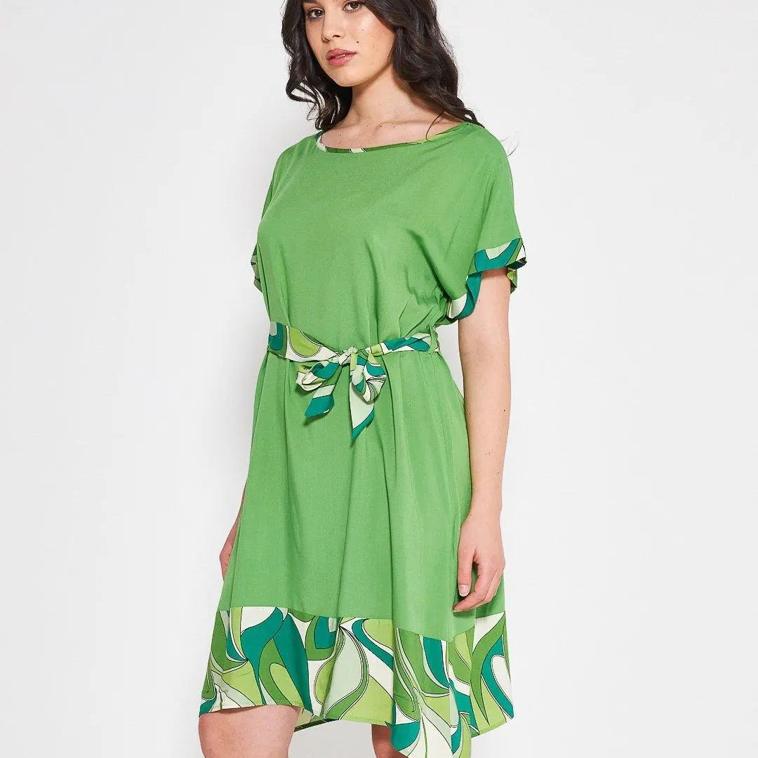 Abito fantasia cachemire VERDE MELA DORABELLA XXL