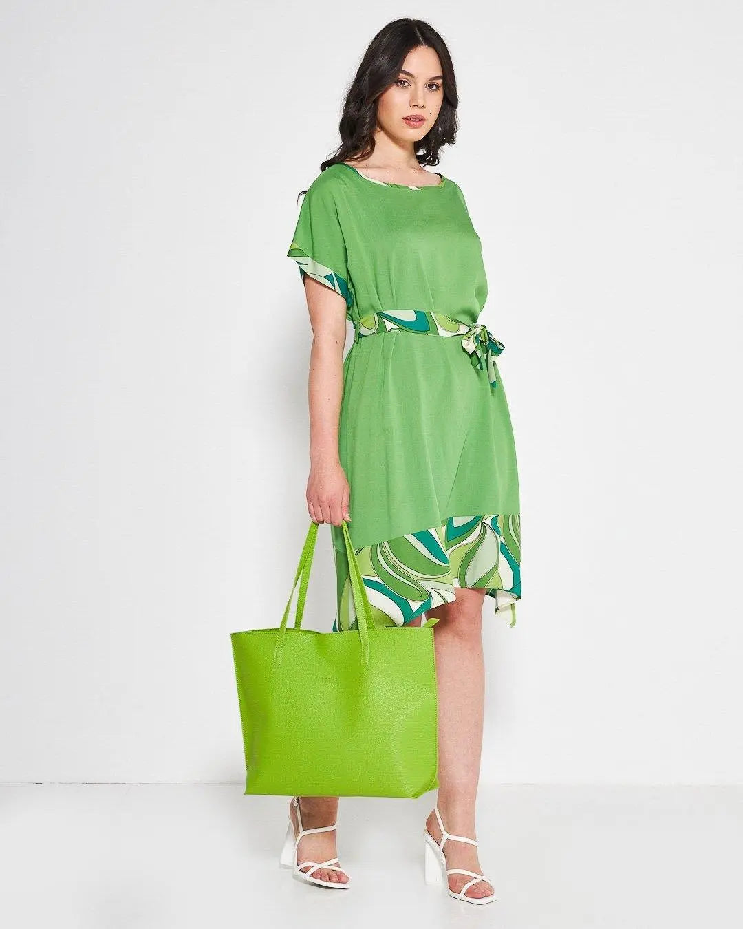 Abito fantasia cachemire VERDE MELA DORABELLA