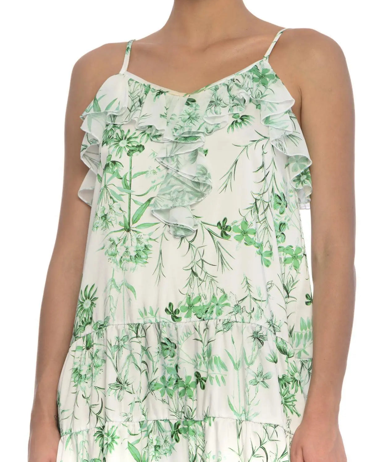 Abito fantasia floreale BIANCO-VERDE IRONICA