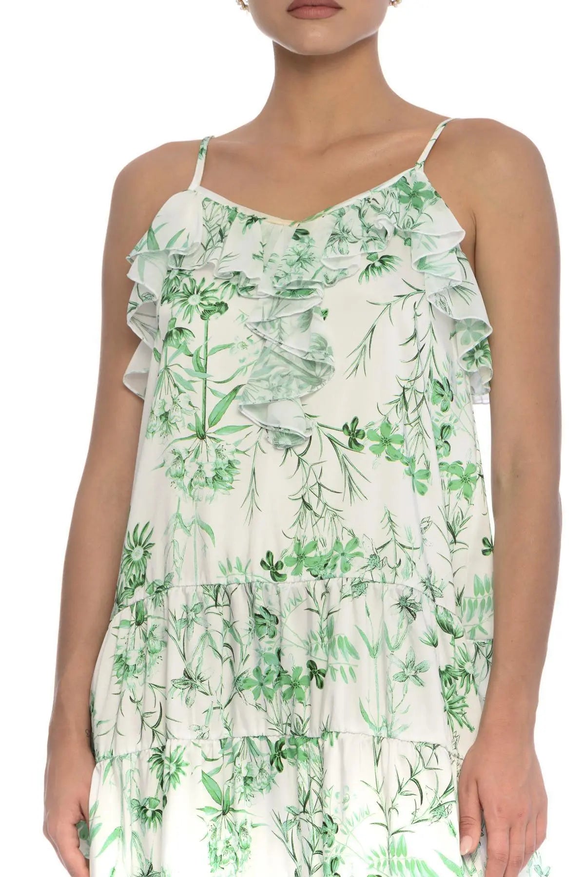 Abito fantasia floreale BIANCO-VERDE IRONICA