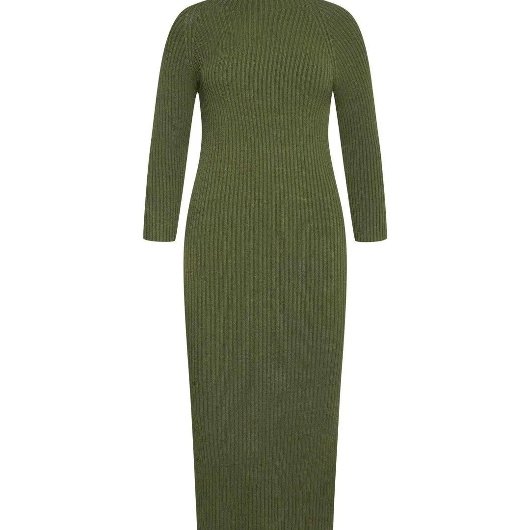 Abito in maglia costine VERDE BOSCO IRONICA