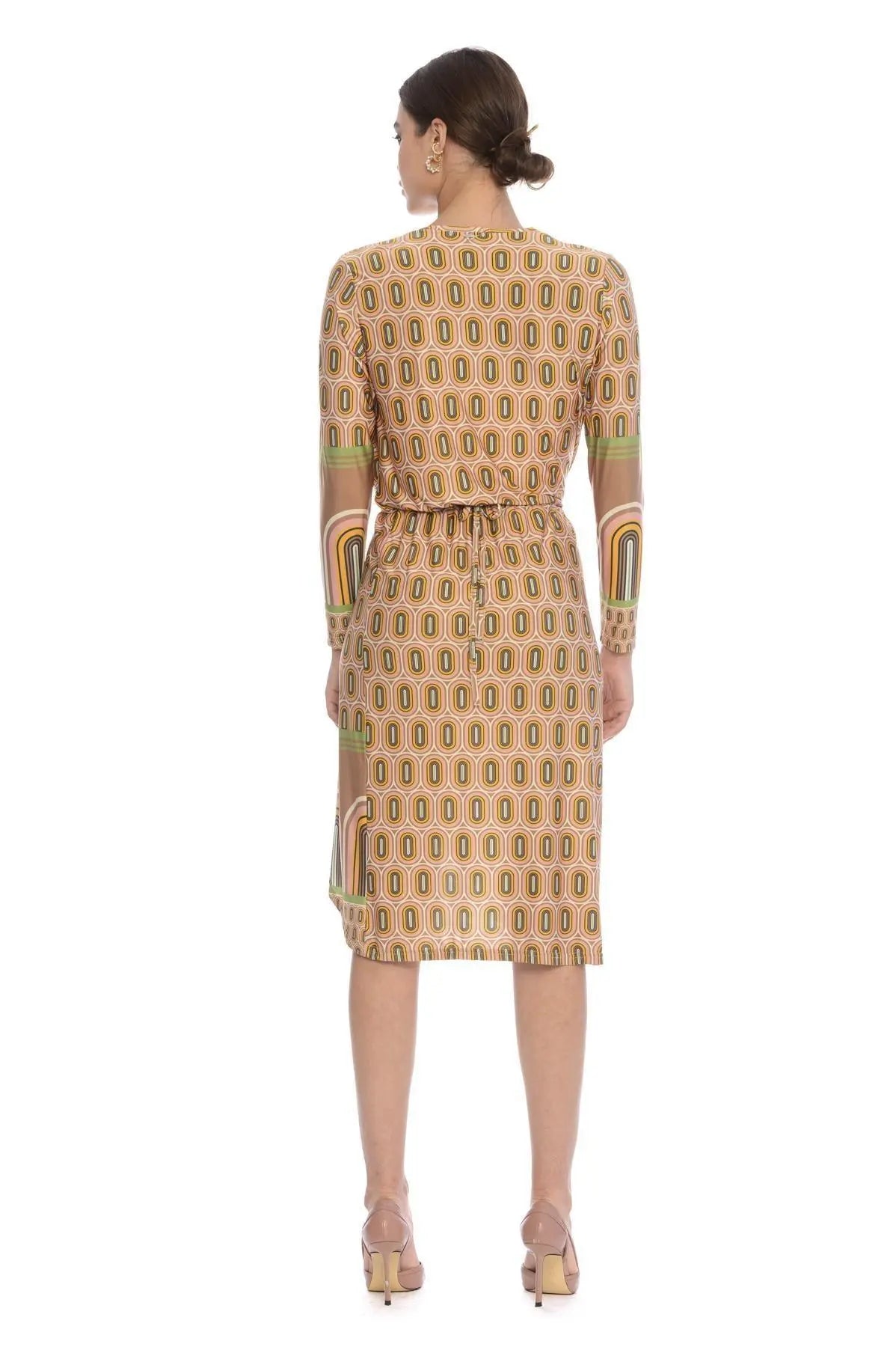 Abito incrocio VERDE-ROSA IRONICA