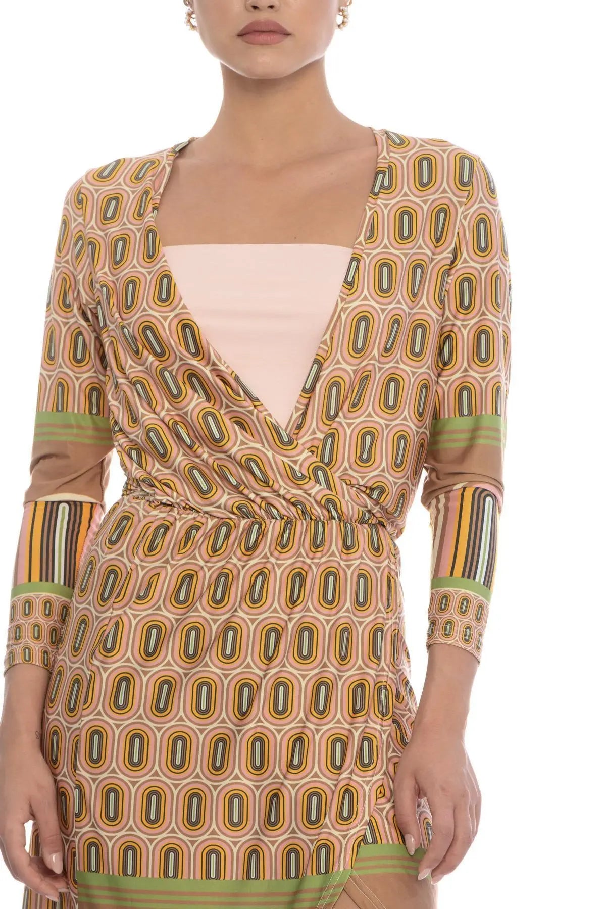 Abito incrocio VERDE-ROSA IRONICA