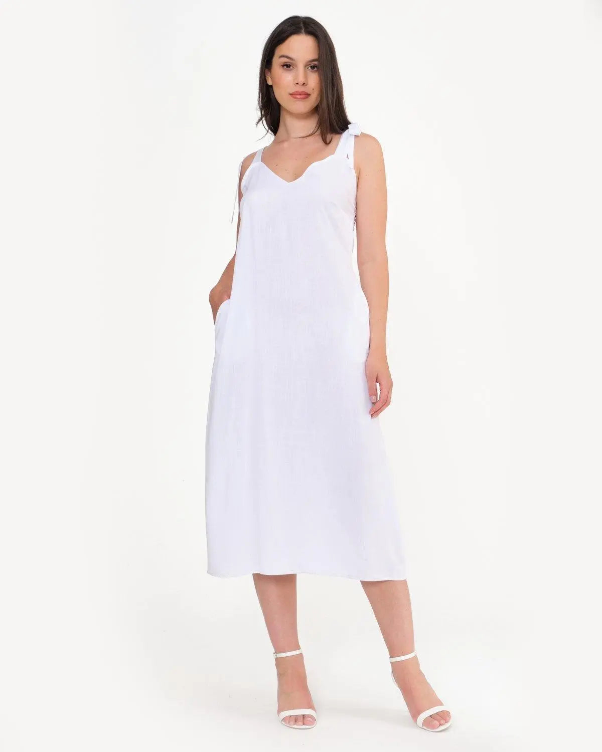 Abito lungo con bretelle regolabili BIANCO DORABELLA XXL