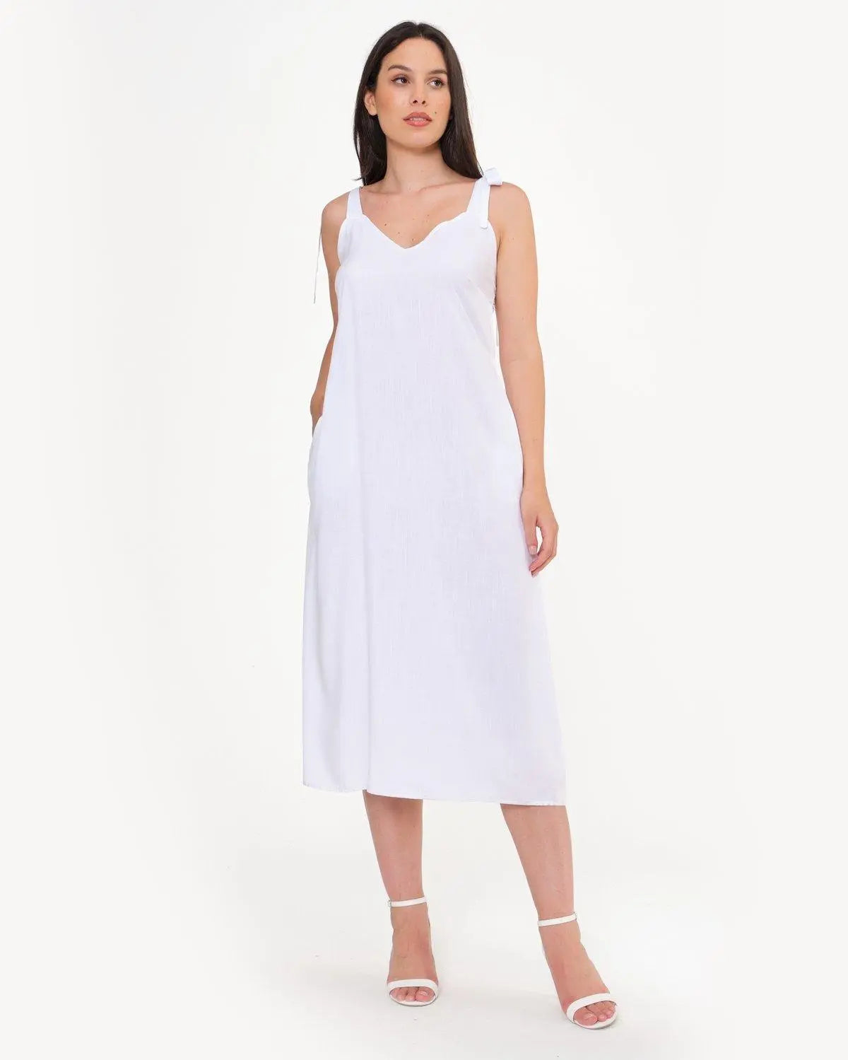 Abito lungo con bretelle regolabili BIANCO DORABELLA