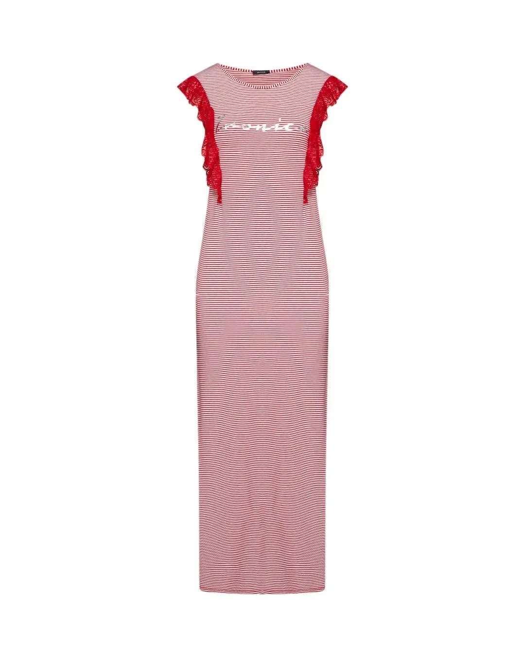 Abito lungo fantasia righe BIANCO-ROSSO IRONICA 3XL